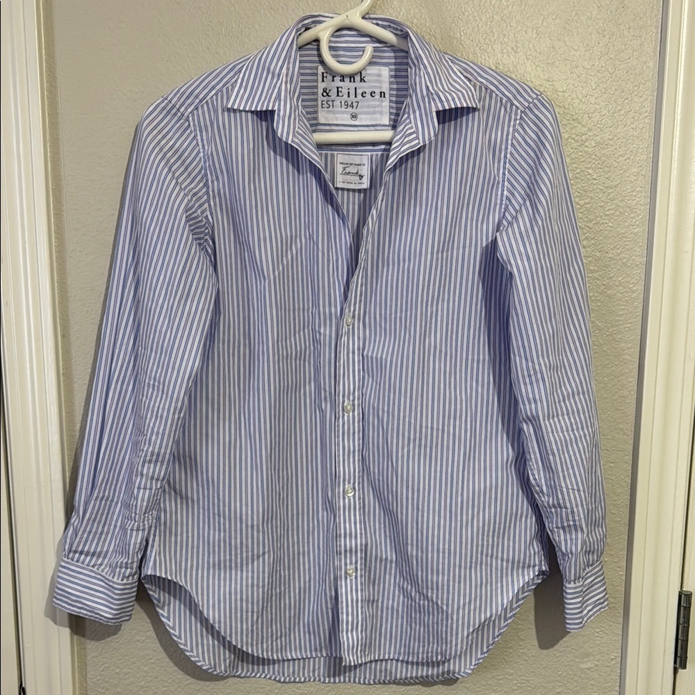 Frank & Eileen Blue & Pink Striped Button Down Cotton Shirt Old Money Timeless